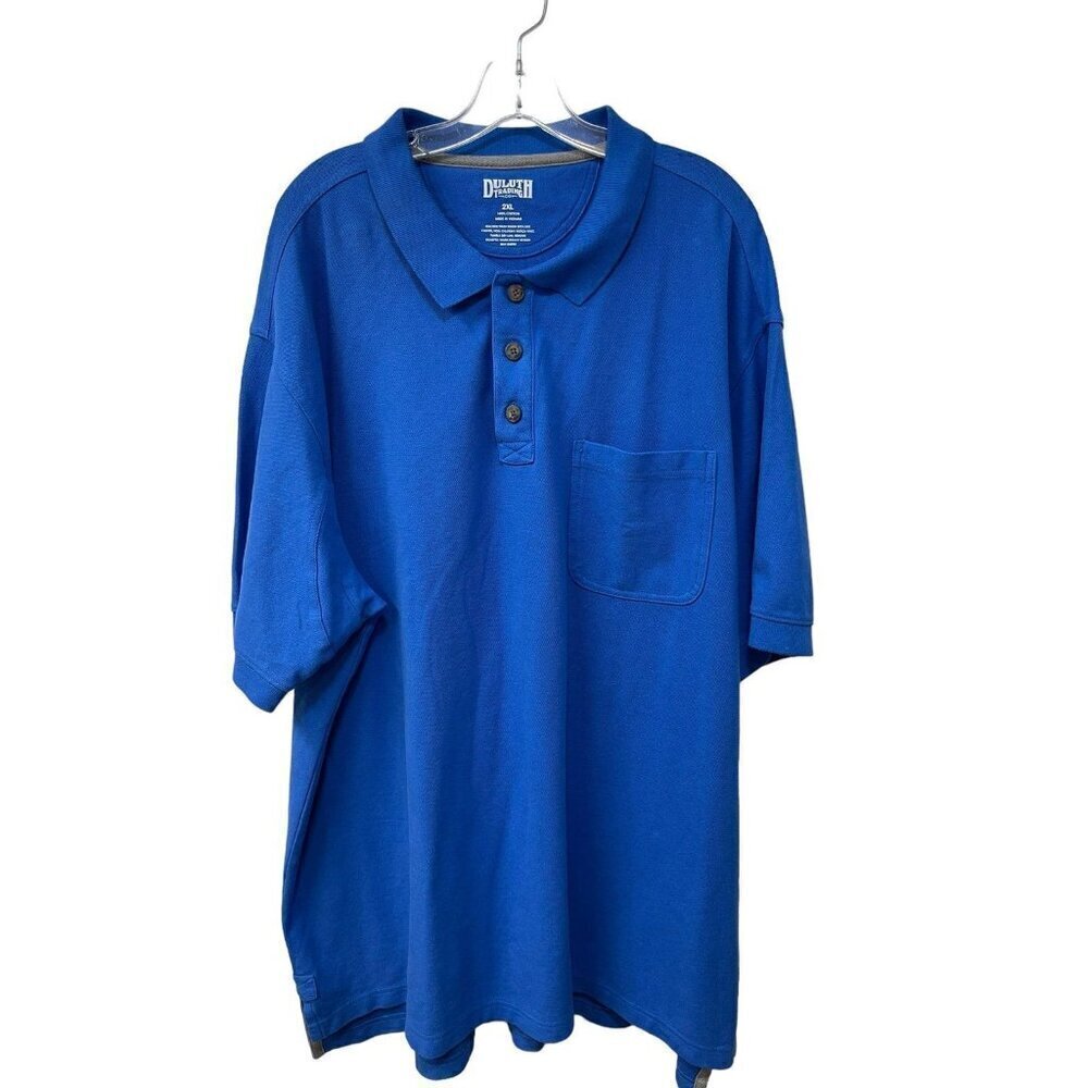Duluth Trading Co Cotton Shirt Men's 2XL Polo Longtail Outdoor Blue